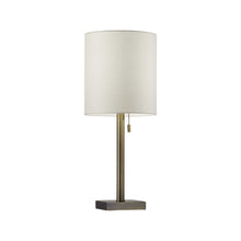 Load image into Gallery viewer, Antiqued Brass Metal Cylinder Table Lamp With Off Drum Shade - White
