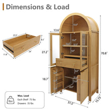 Load image into Gallery viewer, Fluted Tall Arched Pantry Cabinet With Adjustable Shelves
