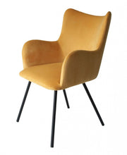 Load image into Gallery viewer, Upholstered Velvet Wing Back Dining Arm Chair - Yellow
