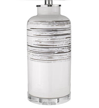 Load image into Gallery viewer, Ceramic Column Lamp With White Drum Shade - Black And White

