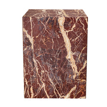 Load image into Gallery viewer, 20" Marble Square Block End Table - Red

