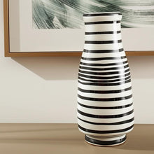 Load image into Gallery viewer, Hand Painted Stripe Table Vase - Black / White
