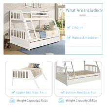 Load image into Gallery viewer, TOPMAX Solid Wood Twin Over Full Bunk Bed with Two Storage Drawers, White
