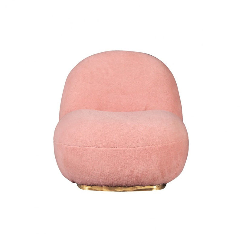 Sherpa Swivel Lounge Chair - Pink And Gold