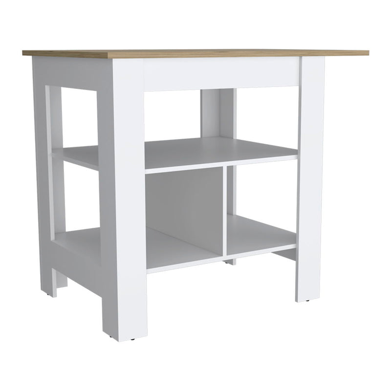 41" Wood Kitchen Island Set With Storage - Oak