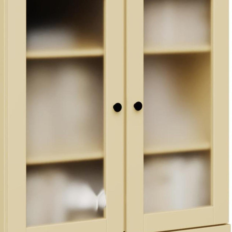 Solid Wood Adjustable Six Tier Library Bookcase With Four Doors (751356) - Yellow