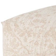 Load image into Gallery viewer, Chenille Damask Pouf Ottoman - Beige / Cream
