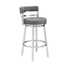 Load image into Gallery viewer, 35" Faux Leather Swivel Low Back, Counter Height Bar Chair - Gray / Silver
