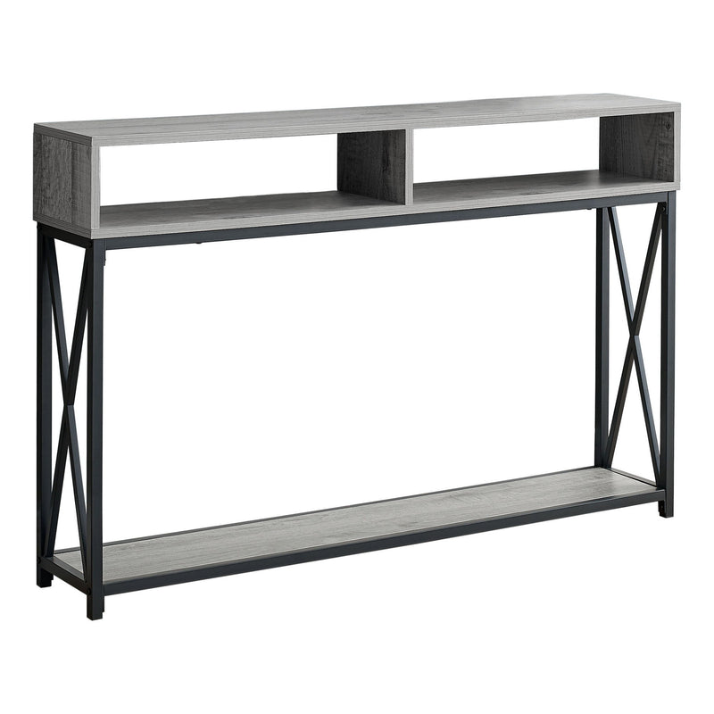 47" Frame Console Table With Shelves - Gray And Black
