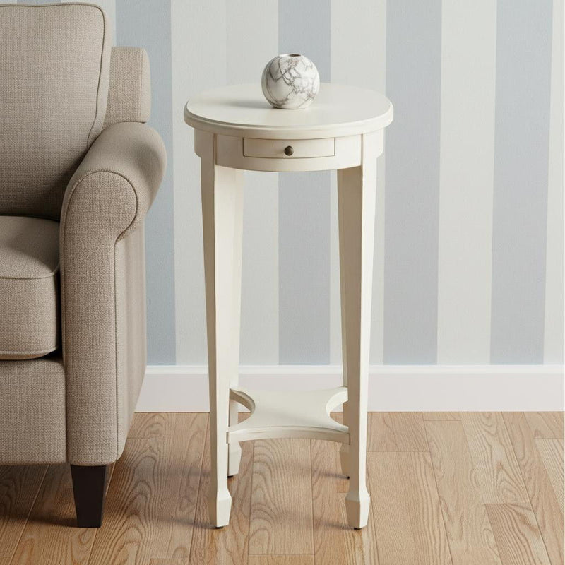 Oval End Table With Shelf - White