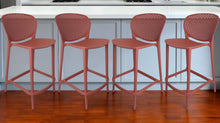 Load image into Gallery viewer, 30" Contemporary Heavy Duty Plastic Low Back Bar Height Bar Chairs (Set of 4) - Orange
