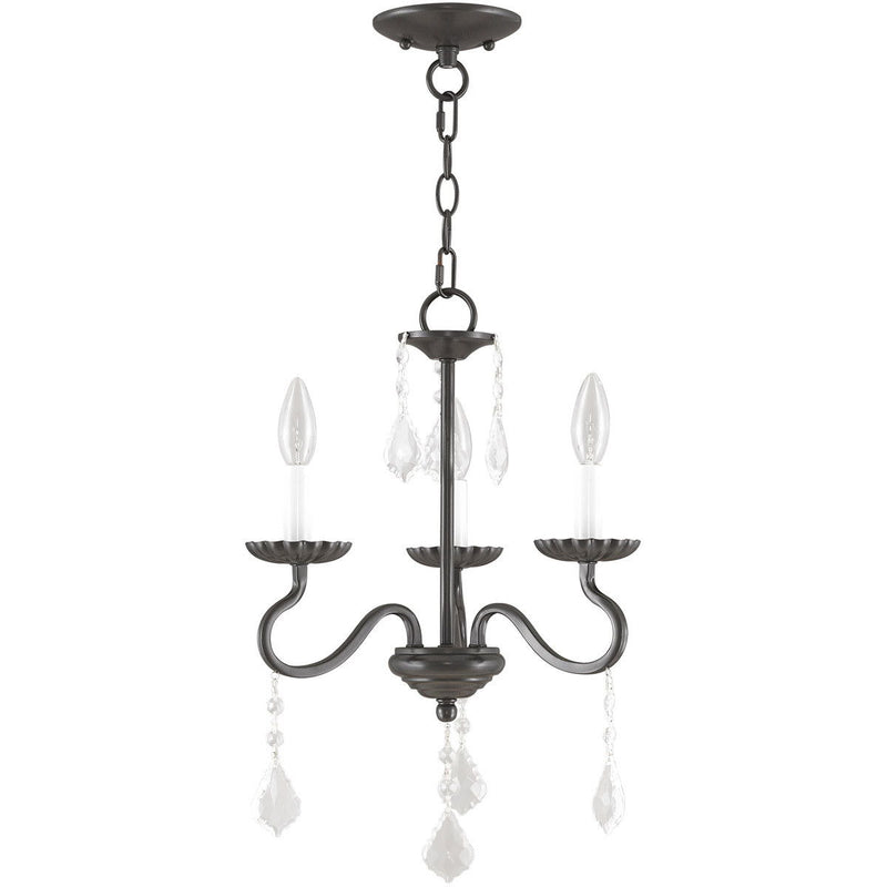 Three Light Dimmable Chandelier With Shades - Bronze
