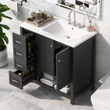 Load image into Gallery viewer, Bathroom Vanity With Sink Top, Bathroom Vanity Cabinet With 2 Doors And 2 Drawers, Open Shelf
