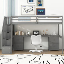 Load image into Gallery viewer, Loft Bed Frame With Built In Desk And Double Storage Drawers
