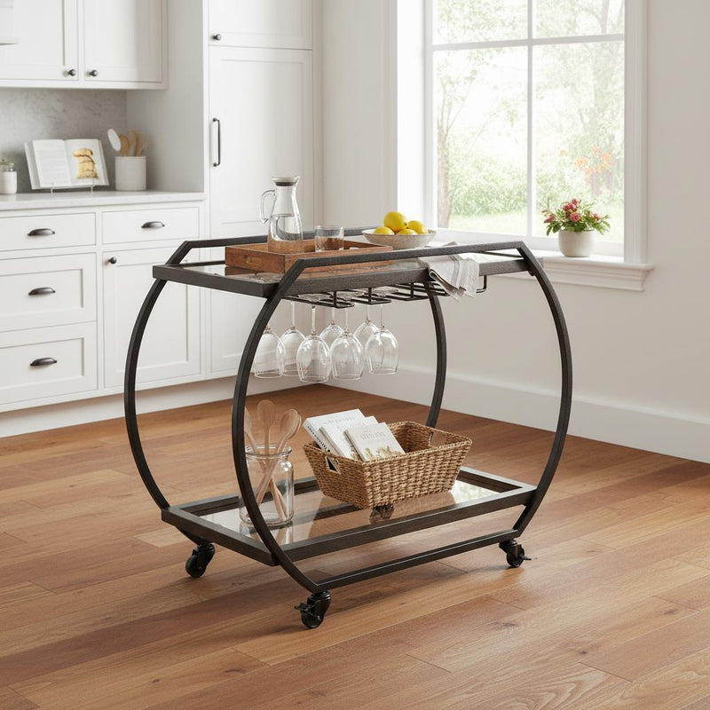Rolling Kitchen Cart With Storage - Black / Gunmetal