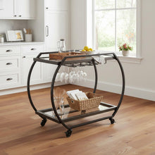 Load image into Gallery viewer, Rolling Kitchen Cart With Storage - Black / Gunmetal
