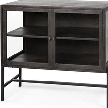 Load image into Gallery viewer, 36" Solid Wood And Metal Display Cabinet With Two Doors - Black / Brown
