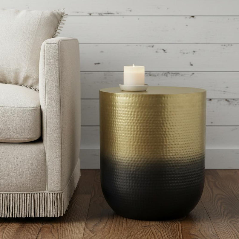 22" Round Metal End Table - Gold