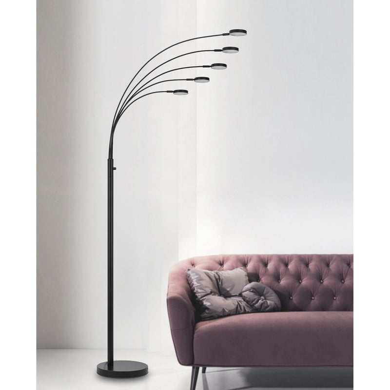 82" Five Light LED Arc Floor Lamp - Bronze