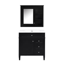 Load image into Gallery viewer, Bathroom Vanity With Top Sink, 2 Doors And 3 Drawers, Freestanding Set With Mirror Cabinet

