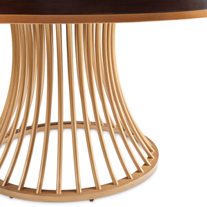 Camellia Field - Round Dining Table - Dark Brown / Gold