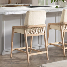 Load image into Gallery viewer, Arizona - Solid Ash Upholstered Counter Stool With Rope Detail - Creme De La Creme White
