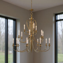 Load image into Gallery viewer, 44" Multi Light Dimmable Chandelier With Shades - Antiqued Brass
