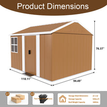 Load image into Gallery viewer, Heavy Duty Metal Storage Shed With Windows And Lockable Door, Weatherproof Outdoor Garden Shed

