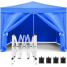 Load image into Gallery viewer, 10'X10' Folding Canopy With 4 Removable Sidewalls Outdoor Event Shelter UPF 50+ Gazebo Portable Tents For Parties Beach Camping Wedding Ez Pop Up Canopy 4 Pieces Weight Bag + Carry Bag
