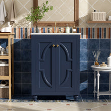 Load image into Gallery viewer, Bathroom Vanity With Ornate Elliptical Motif, Soft Close Hinges
