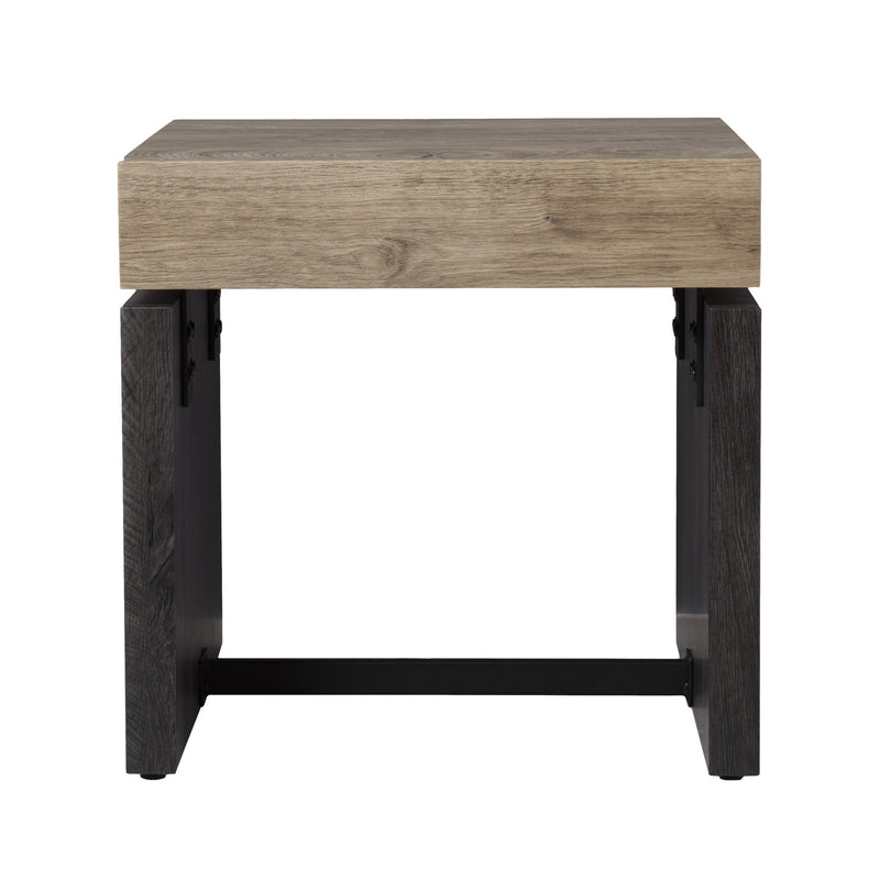Manufactured Wood Iron Square End Table - Natural