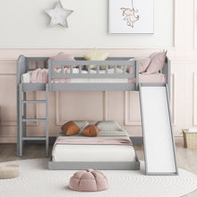 Load image into Gallery viewer, Twin Over Twin Bunk Bed with Slide and Ladder, Gray(OLD SKU :LP000514AAE)
