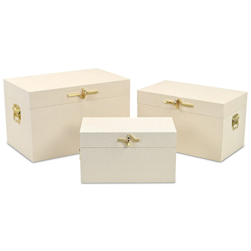 Hand Painted Decorative Box (Set of 3) - Cream