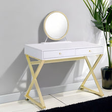 Load image into Gallery viewer, Finish Round Dresser Mirror - White &amp; Gold
