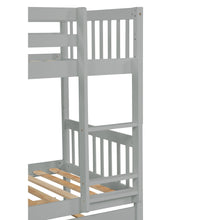 Load image into Gallery viewer, Twin Over Twin Bunk Beds with Trundle, Solid Wood Trundle Bed Frame with Safety Rail and Ladder, Kids/Teens Bedroom, Guest Room Furniture, Can Be converted into 2 Beds,Grey (Old Sku:W504S00027)
