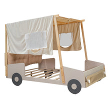 Load image into Gallery viewer, Twin Size Car Bed &amp; Pillow, Ceiling Cloth And LED - Natural
