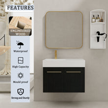 Load image into Gallery viewer, Modern Wall Mounted Bathroom Vanity With Resin Sink And Storage Rack
