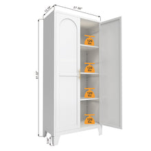 Load image into Gallery viewer, 2 Shapely Doors Cabinet Metal Storage Cabinet With Doors And Adjustable Shelves For Bedroom Living Room - White
