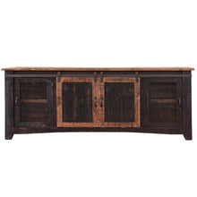 Load image into Gallery viewer, Solid Wood Cabinet Enclosed, Storage Distressed TV Stand - Black
