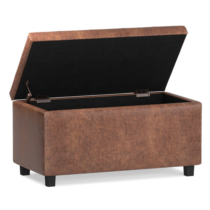 34" Upholstery Storage Ottoman - Dark Brown / Brown