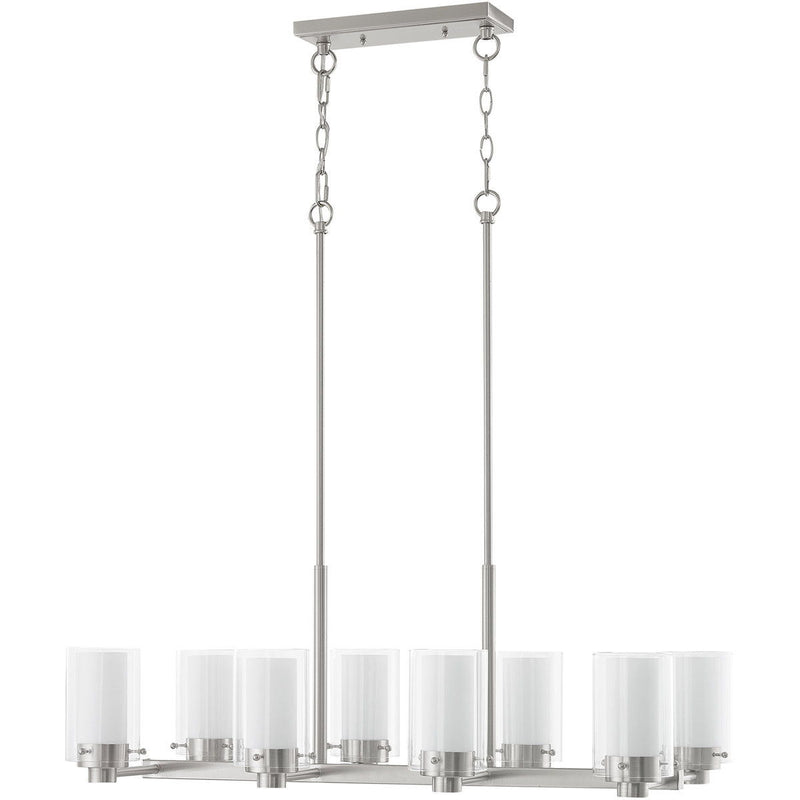 12" Eight Light Dimmable Chandelier With Shades - Nickel