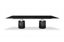 Load image into Gallery viewer, 120" Marble Double Pedestal Base Dining Table - Black
