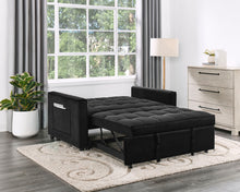 Load image into Gallery viewer, Maeve - Convertible Sleeper Loveseat With Tufting and Side Pocket - Black
