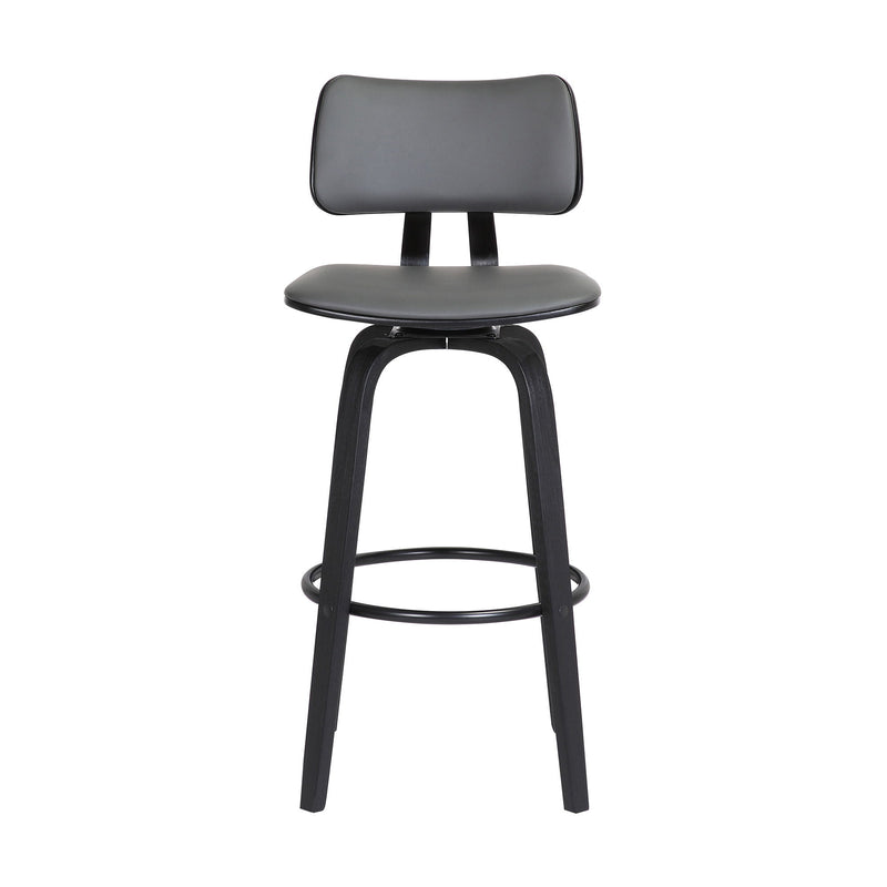 26" Faux Leather Swivel Low Back Counter Height Bar Chair - Gray And Black