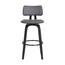 Load image into Gallery viewer, 26" Faux Leather Swivel Low Back Counter Height Bar Chair - Gray And Black
