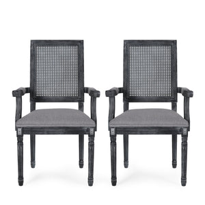 Elegant French Country Style Dining Chair With Cane Backrest