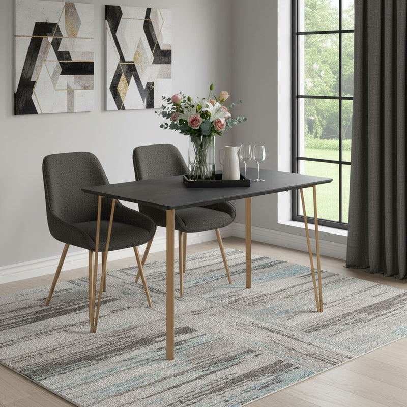 Wood Steel Counter Height Dining Table - Black / Gold