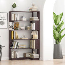 Load image into Gallery viewer, Ox Blood - Red 90Cm L-Shaped Freestanding Corner Bookshelf With Anti Tip Safety, Storage Cabinet For Living Room - Ox Blood Red
