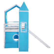 Load image into Gallery viewer, Twin Size Bunk Bed with Slide Blue Tent and Tower - Blue
