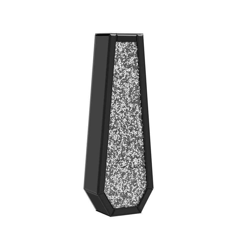 Mirrored Floor Vase With Faux Crystals - Black